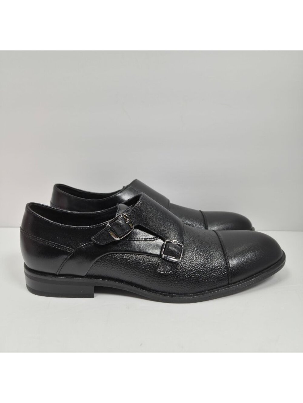 Alfani Luxton Men's Black Double Monk Strap Leather Dress Shoes Size 8.5M